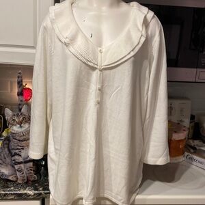 U women’s Cato off white stretch 3/4 sleeve plus size knit sweater top 26/28W
